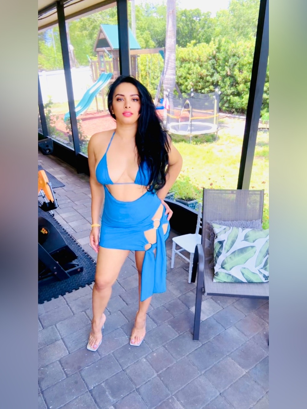 Fashion Brand Company Turquoise Cutout Mini Dress